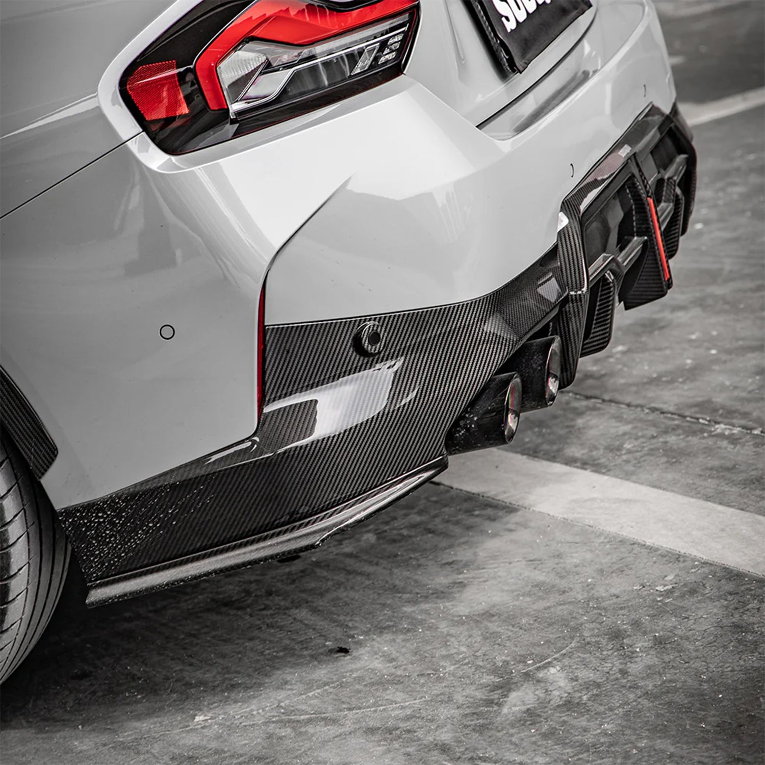 SooQoo BMW G42 M240i Rear Side Diffusers In Gloss Carbon Fibre