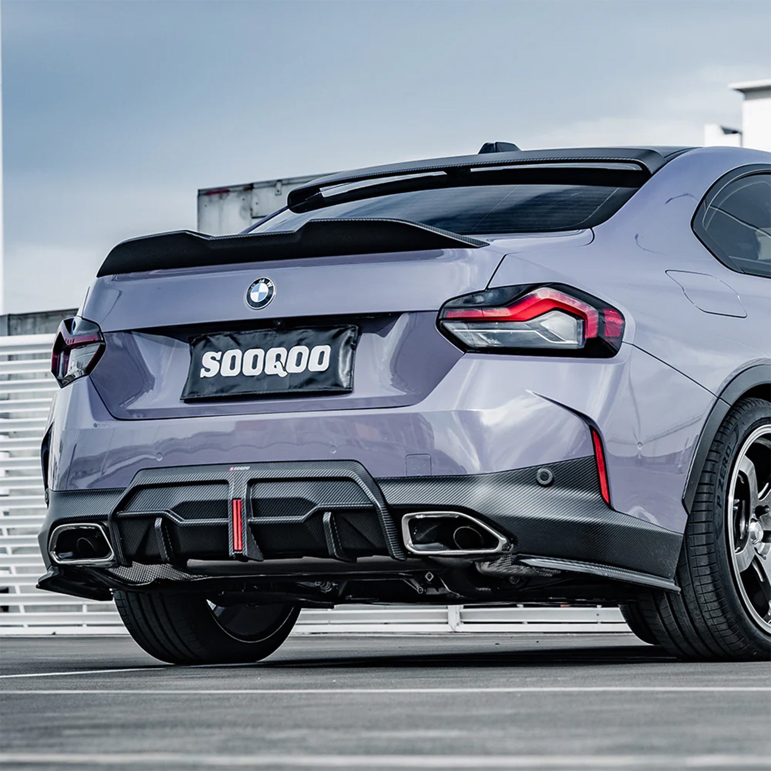 SooQoo BMW G42 M240i Rear Side Diffusers In Gloss Carbon Fibre