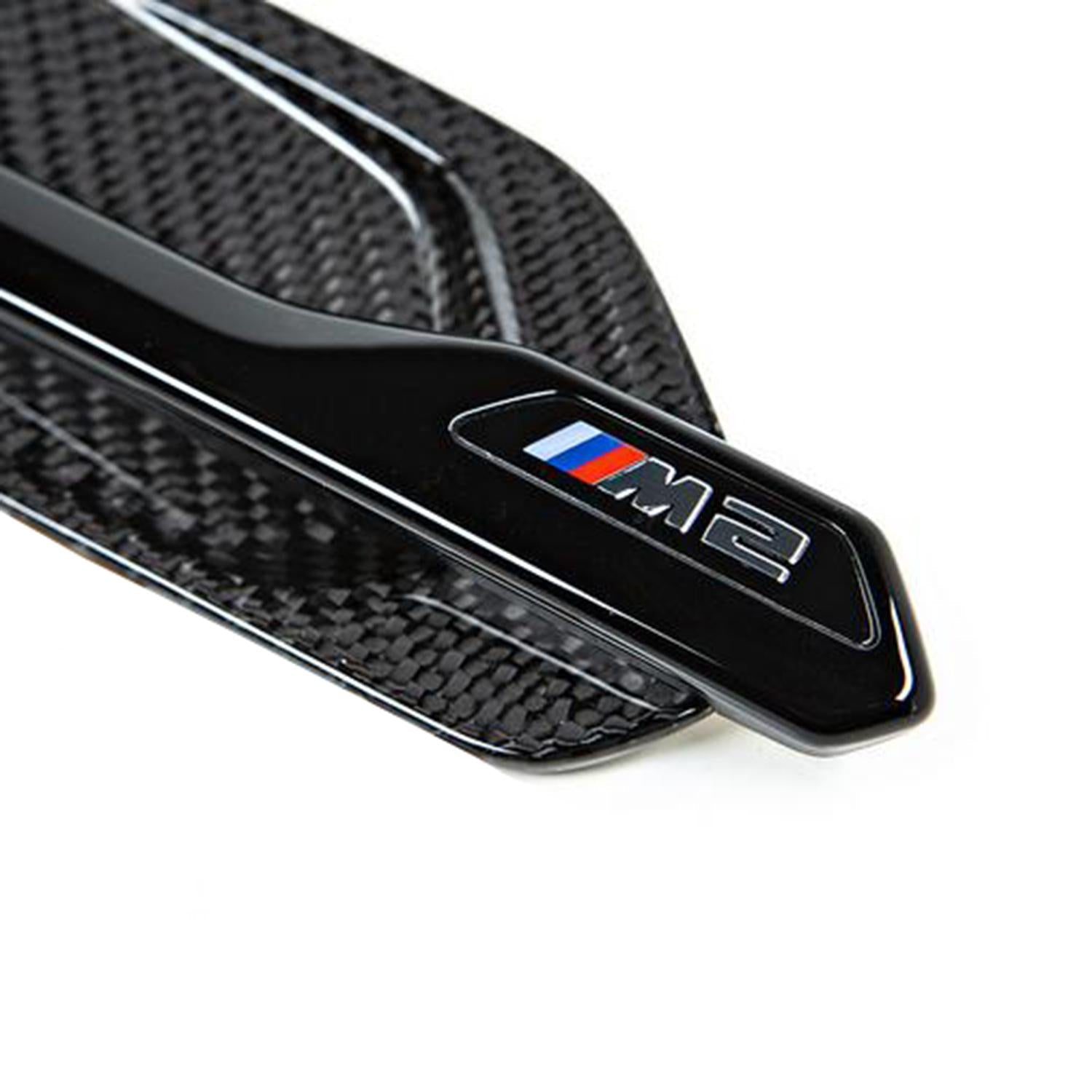 BMW M Performance M2/M2 Competition Genuine Front Wing Badges In Gloss Carbon/Black (F87)-R44 Performance