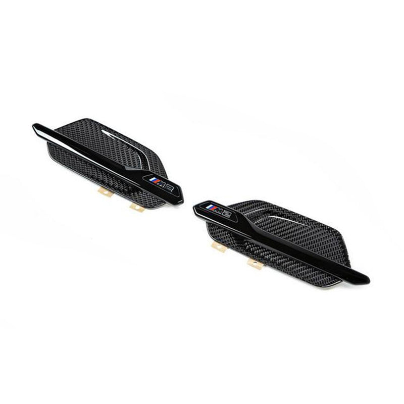 BMW M Performance M2/M2 Competition Genuine Front Wing Badges In Gloss Carbon/Black (F87)-R44 Performance