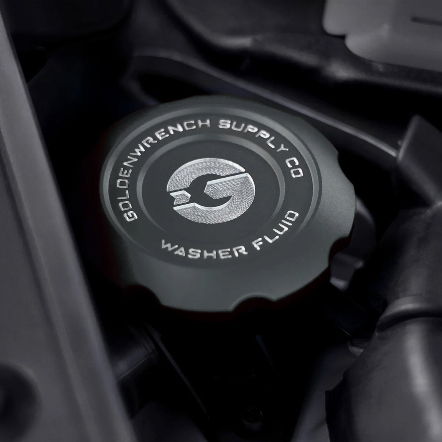 GoldenWrench BMW F Series BLACKLINE Billet Washer Fluid Cap