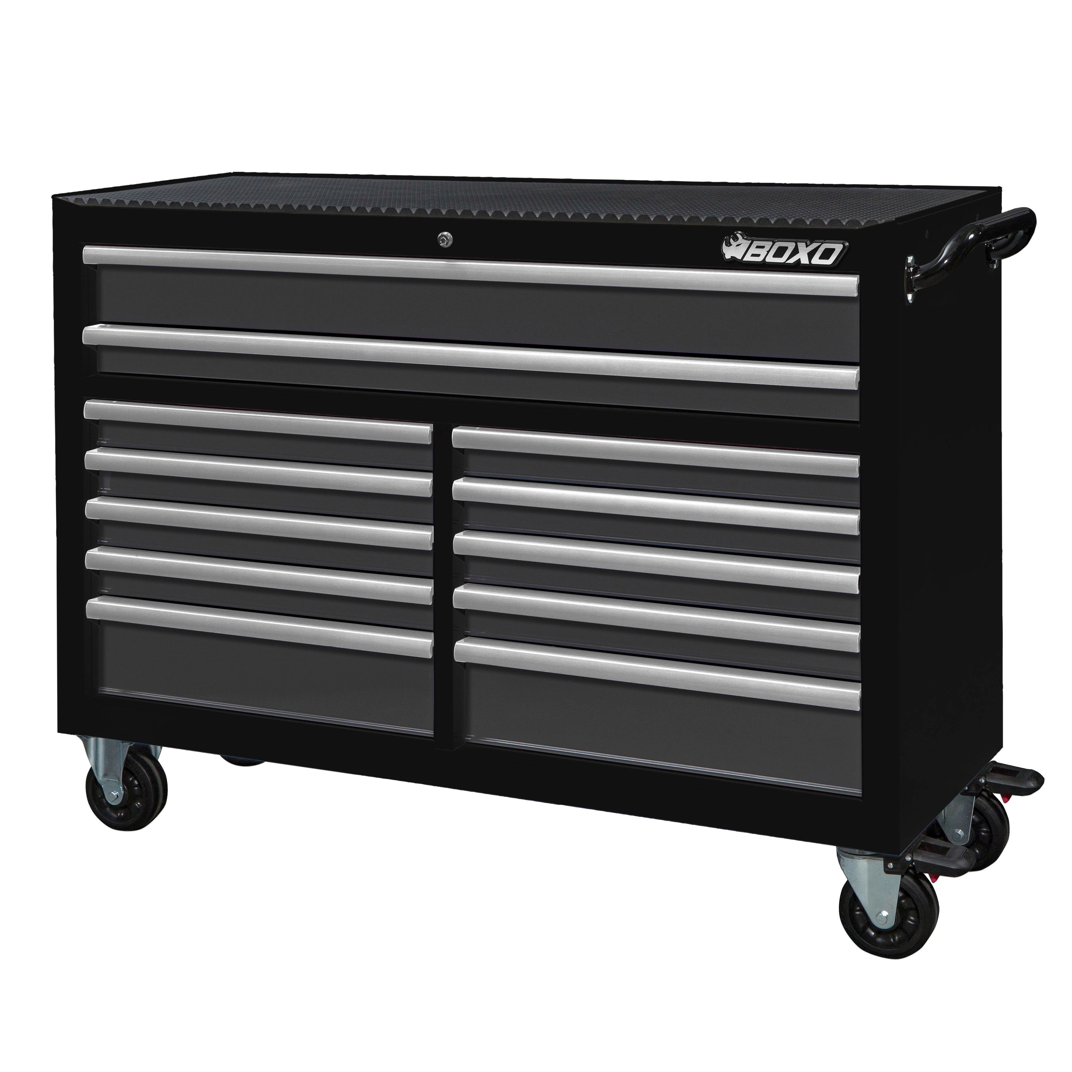 BOXO 53" 12 Drawer Roll Cabinet with Drawer Trim Pack - Black Body with Trim Colour Options