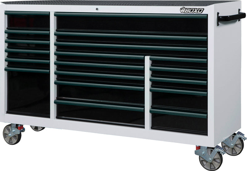 BOXO 72" 19 Drawer Triple Bank Roll Cabinet with Drawer Trim Pack - White Body & Trim Colour Options