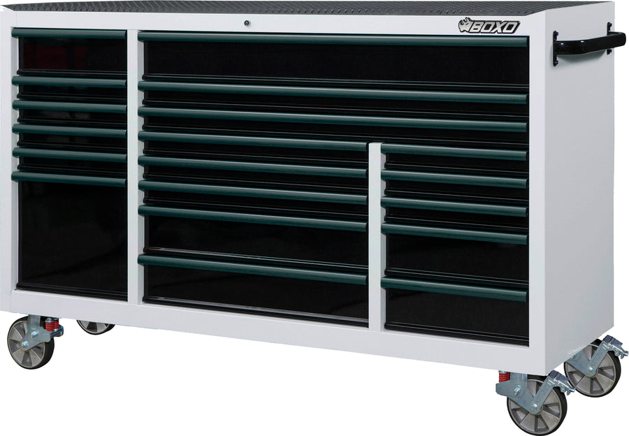 BOXO 72" 19 Drawer Triple Bank Roll Cabinet with Drawer Trim Pack - White Body & Trim Colour Options