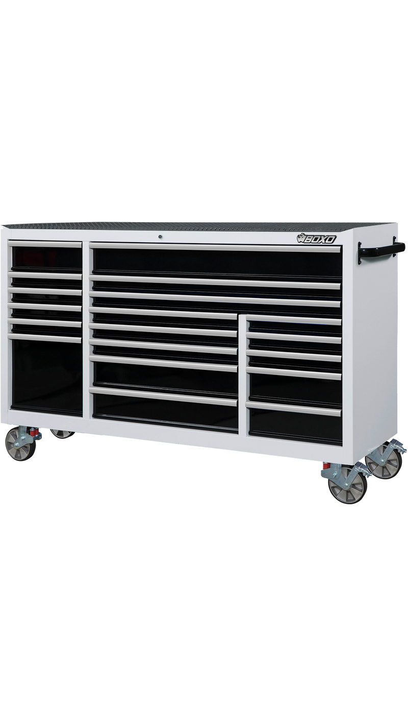 BOXO 72" 19 Drawer Triple Bank Roll Cabinet with Drawer Trim Pack - White Body & Trim Colour Options