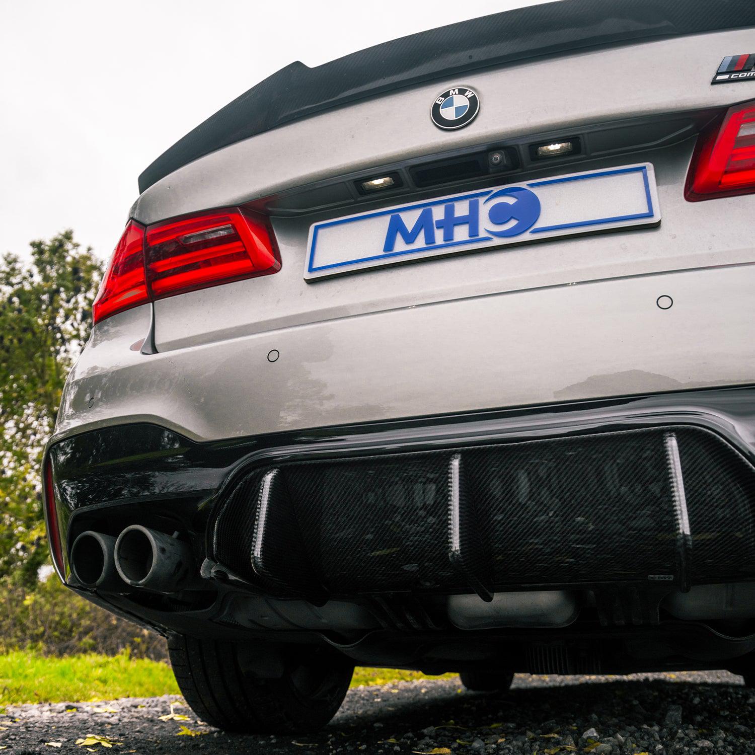 MHC BMW M5 Central Rear Diffuser In Gloss Carbon Fibre (F90)-R44 Performance