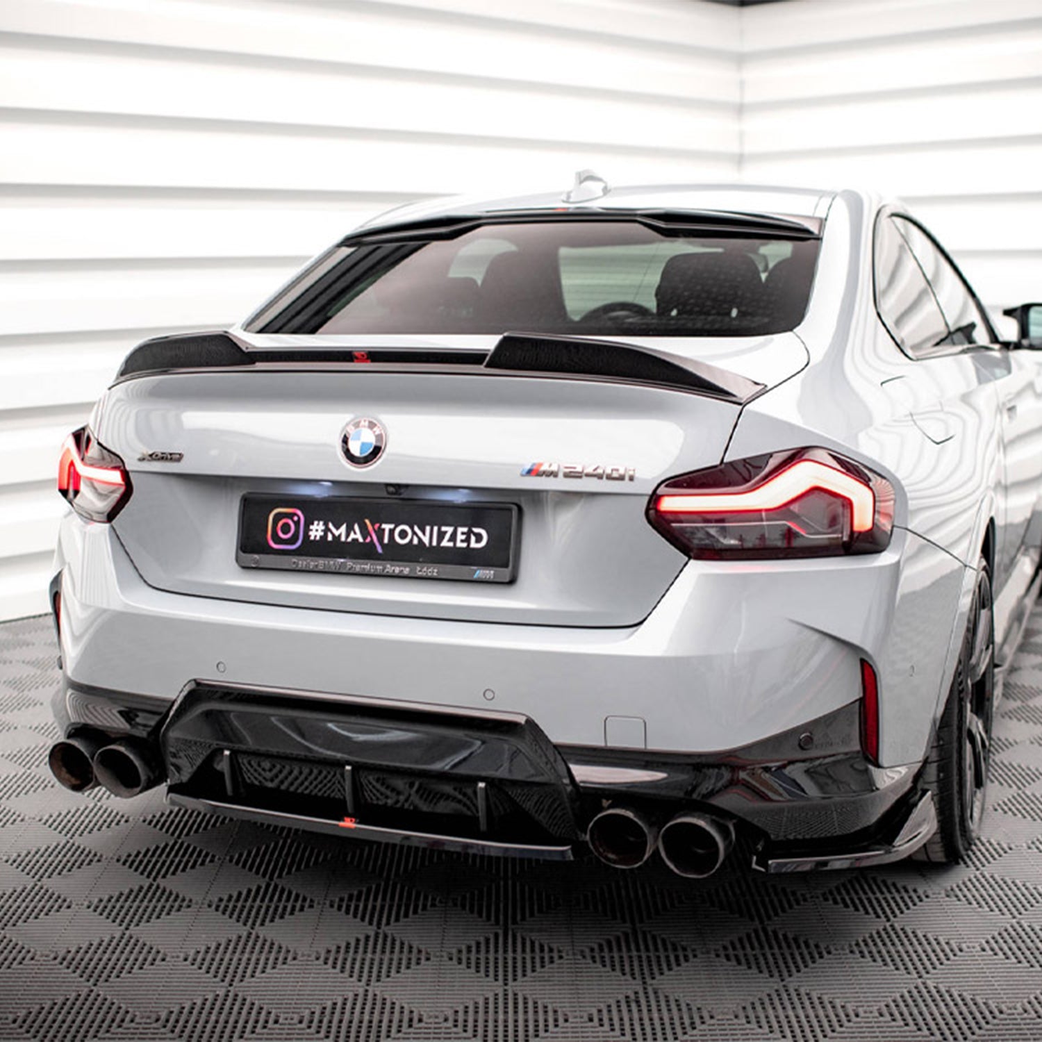Maxton Design BMW G42 M240i Central Rear Splitter In Gloss Black