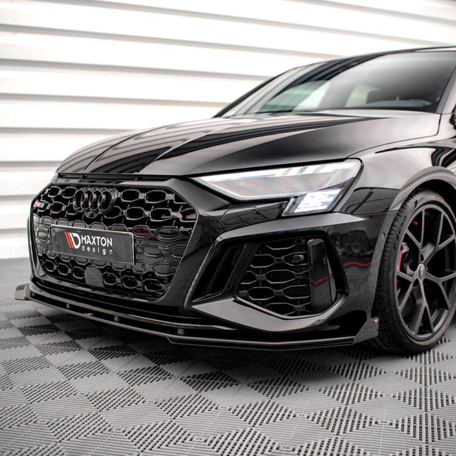 Maxton Front Flaps AUDI RS3 Sportback 8Y (2020-) in Gloss Black-R44 Performance