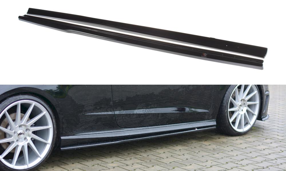 Maxton Side Skirts Diffusers Audi S3 / A3 S-Line 8V / 8V Fl Hatchback in Gloss Black-R44 Performance