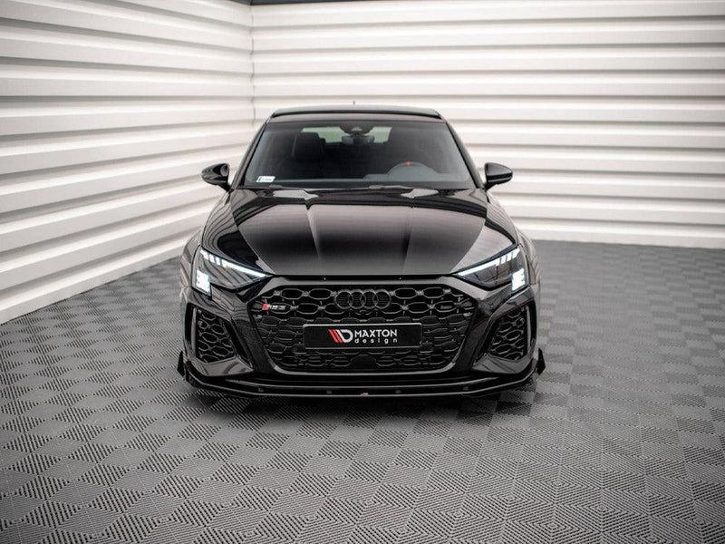 Maxton Street Pro Front Splitter V.1 (+Flaps) Audi RS3 Sportback 8Y (2020-) in Black-R44 Performance