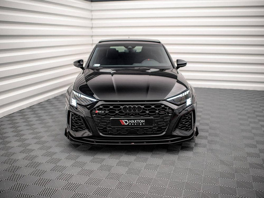 Maxton Street Pro Front Splitter V.1 (+Flaps) Audi RS3 Sportback 8Y (2020-) in Black-R44 Performance