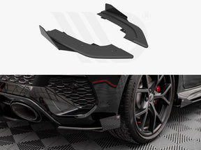 Maxton Street Pro Rear Side Splitters (+Flaps) AUDI RS3 Sportback 8Y (2020-) in Gloss Black-R44 Performance