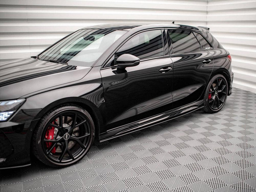 Maxton Street Pro Side Skirts Diffusers AUDI RS3 Sportback 8Y (2020-) in Black-R44 Performance