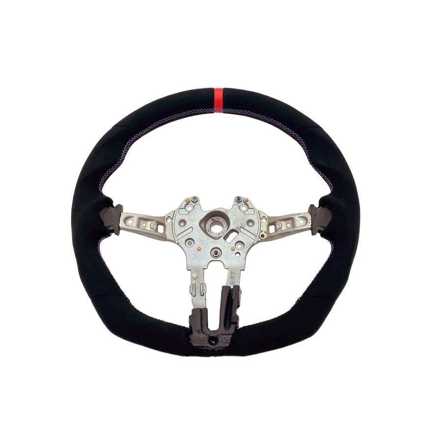 SHFT BMW F Series Flat Bottom Steering Wheel In Alcantara With Red Stripe-R44 Performance