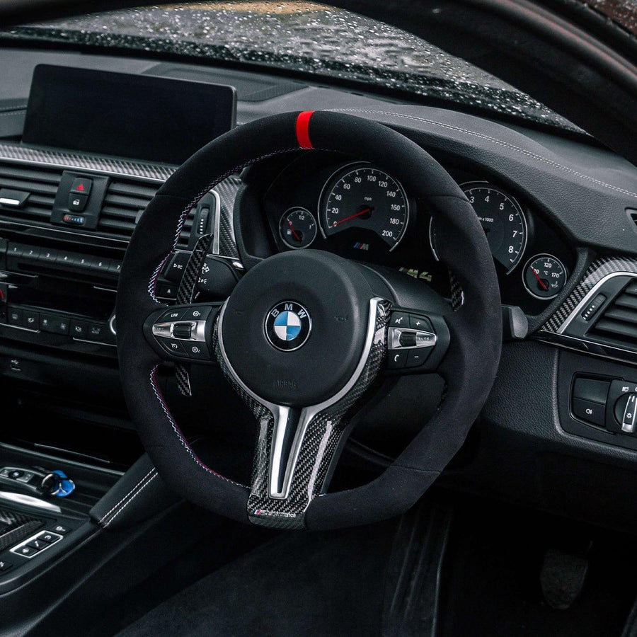 SHFT BMW F Series Flat Bottom Steering Wheel In Alcantara With Red Stripe-R44 Performance