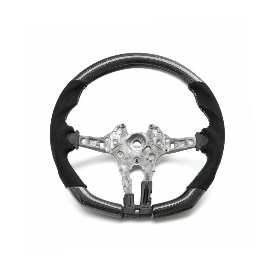 SHFT BMW F Series Flat Bottom Steering Wheel In Gloss Carbon Fibre & Alcantara-R44 Performance