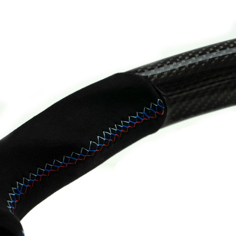 SHFT BMW F Series Flat Bottom Steering Wheel In Gloss Carbon Fibre & Alcantara-R44 Performance
