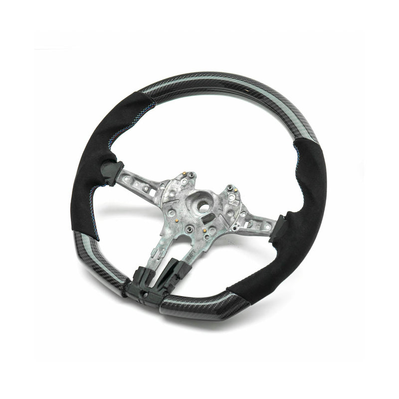 SHFT BMW F Series Flat Bottom Steering Wheel In Gloss Carbon Fibre & Alcantara-R44 Performance