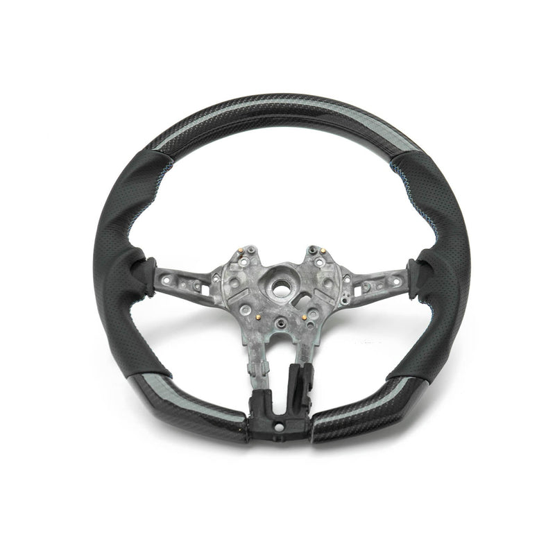 SHFT BMW F Series Flat Bottom Steering Wheel In Gloss Carbon & Perforated Leather-R44 Performance