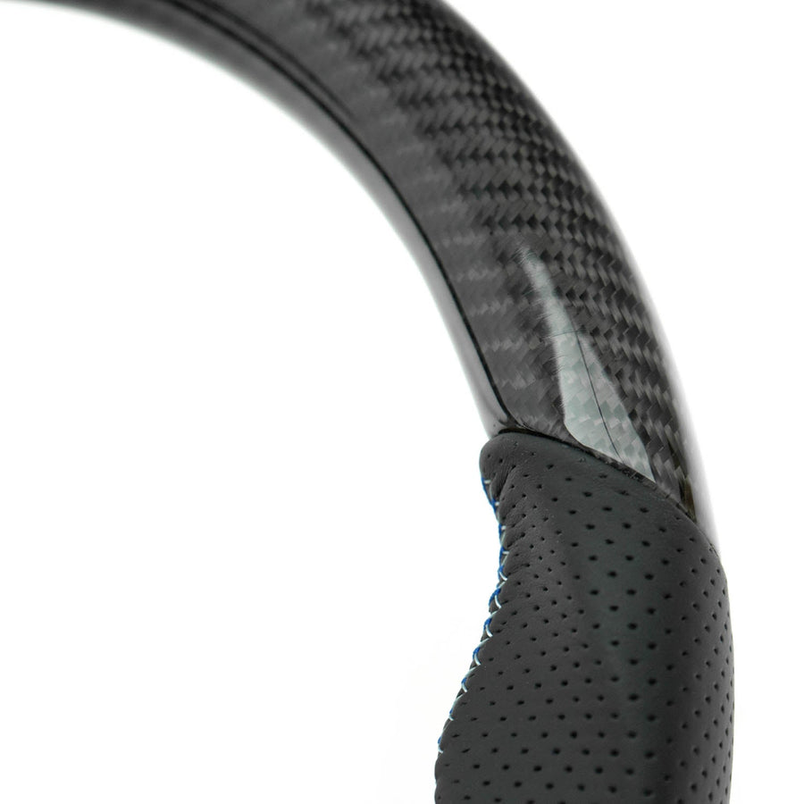 SHFT BMW F Series Flat Bottom Steering Wheel In Gloss Carbon & Perforated Leather-R44 Performance