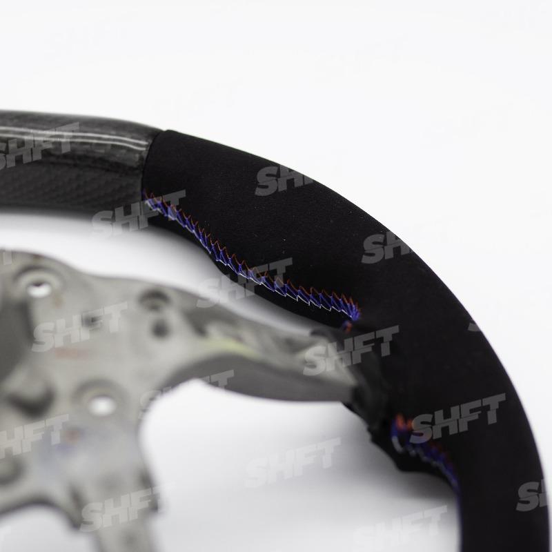 SHFT BMW F Series Round Steering Wheel In Gloss Carbon Fibre & Alcantara-R44 Performance