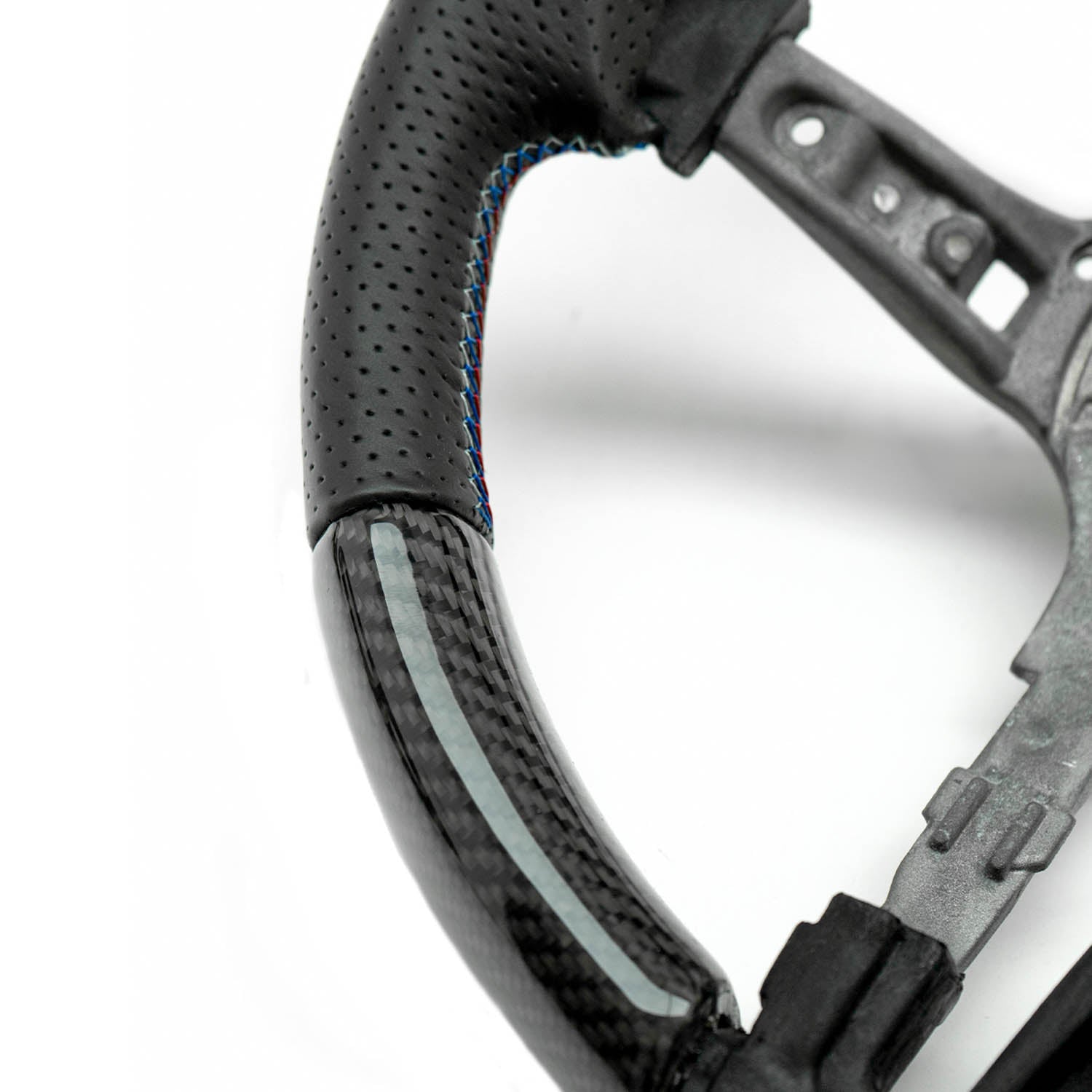 SHFT BMW F Series Round Steering Wheel In Gloss Carbon Fibre & Perforated Leather-R44 Performance