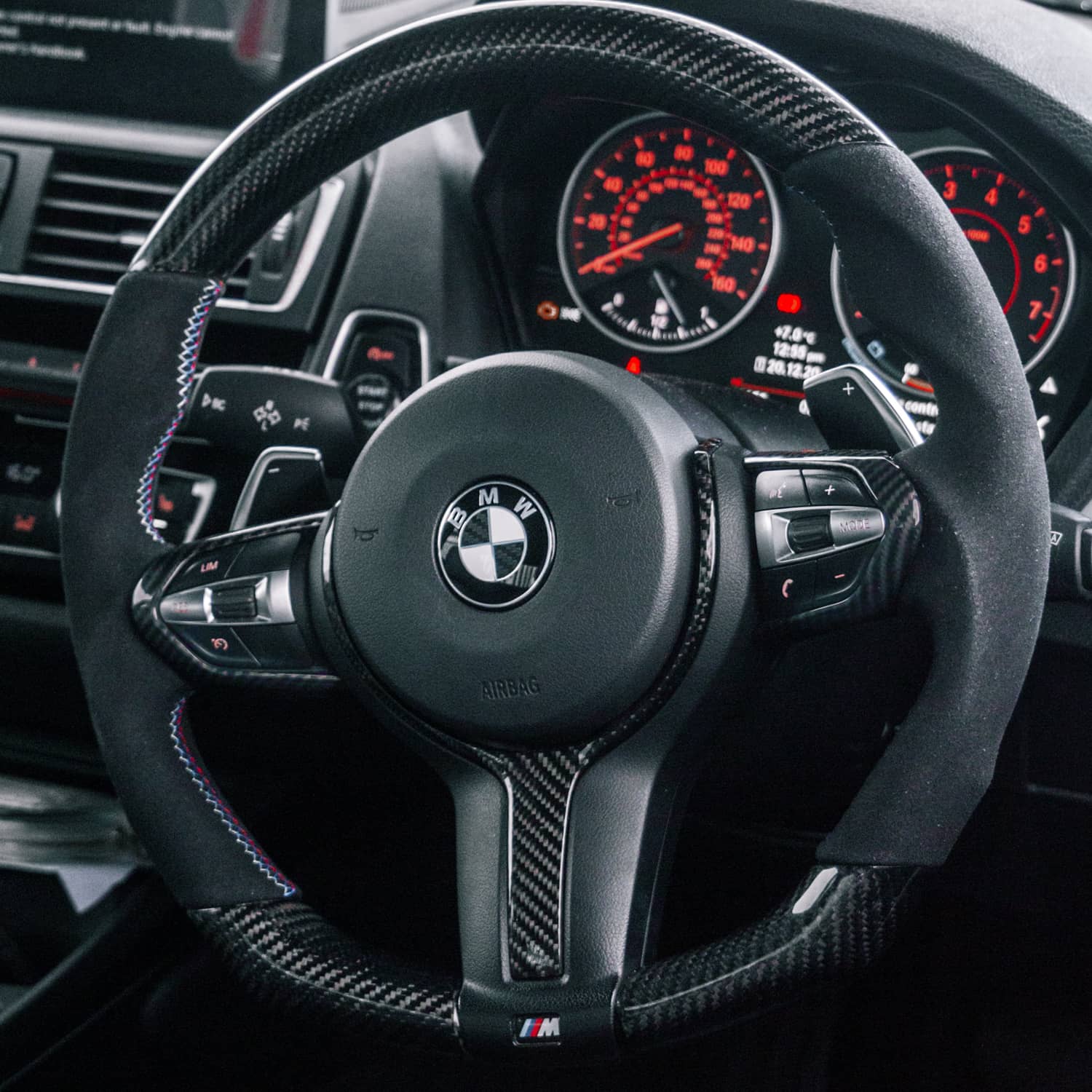 SHFT BMW F Series Steering Wheel Button Trim In Gloss Carbon Fibre Look-R44 Performance