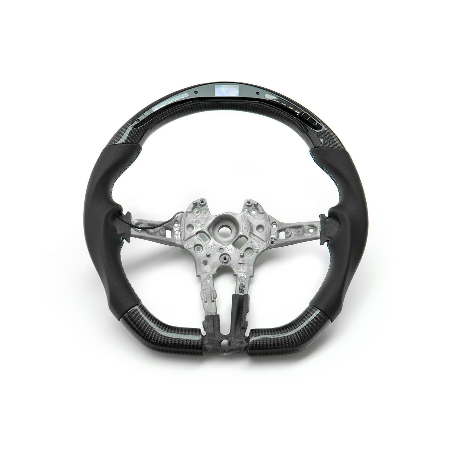 SHFT BMW Flat Bottom Steering Wheel In Gloss Carbon Fibre & Leather With LED Race Display-R44 Performance