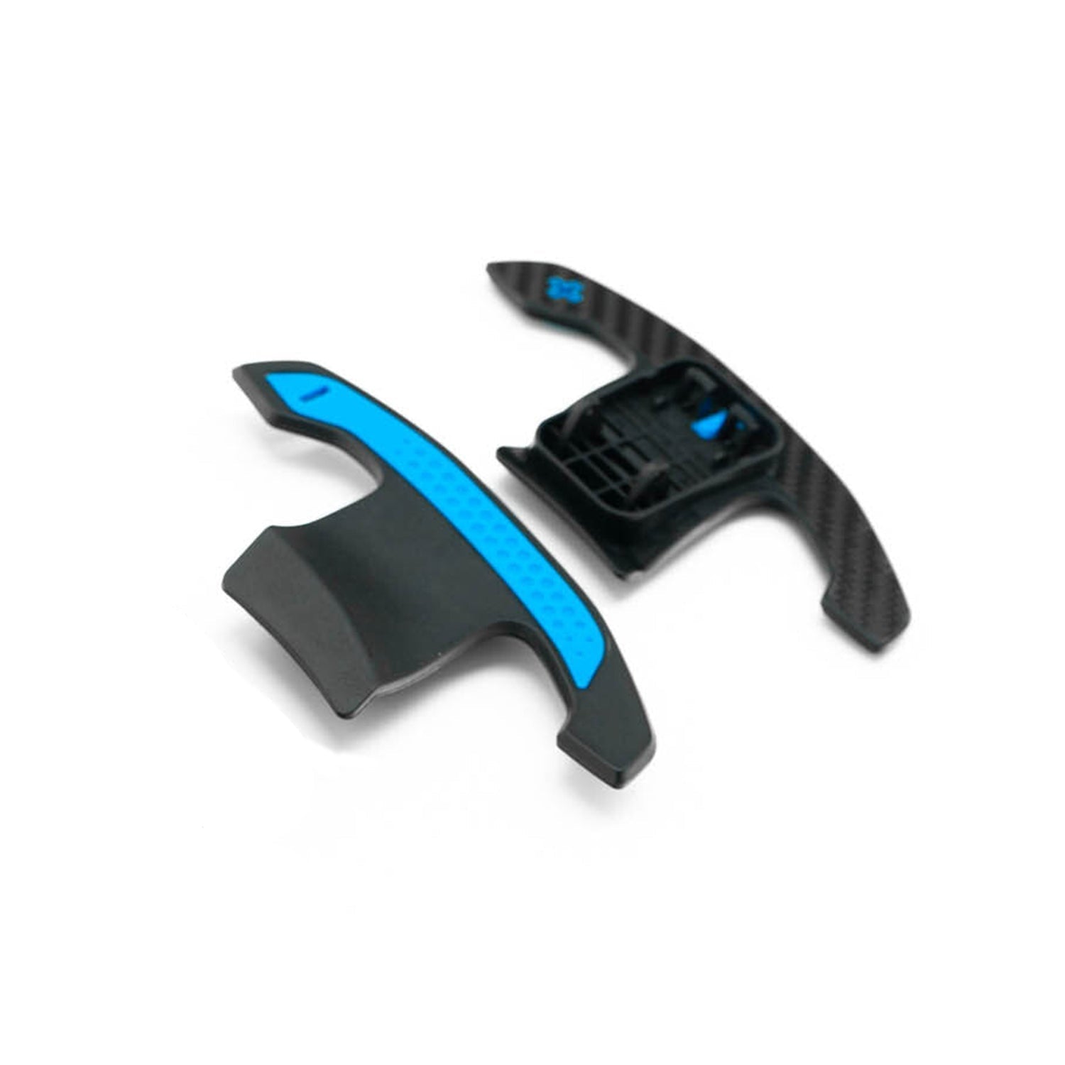 SHFT BMW G8X Style Automatic Paddle Shifters With Blue Details In Gloss Carbon Fibre (F Series & G Series)-R44 Performance