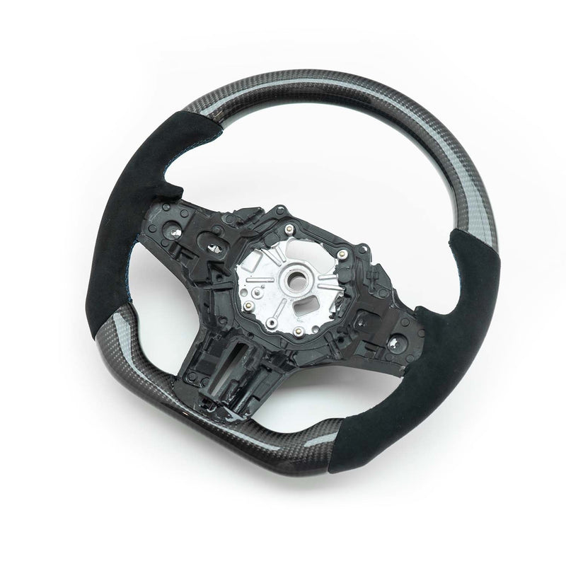 SHFT BMW M3/M4 Flat Bottom Steering Wheel In Gloss Carbon Fibre & Alcantara (G80/G82/G83)-R44 Performance