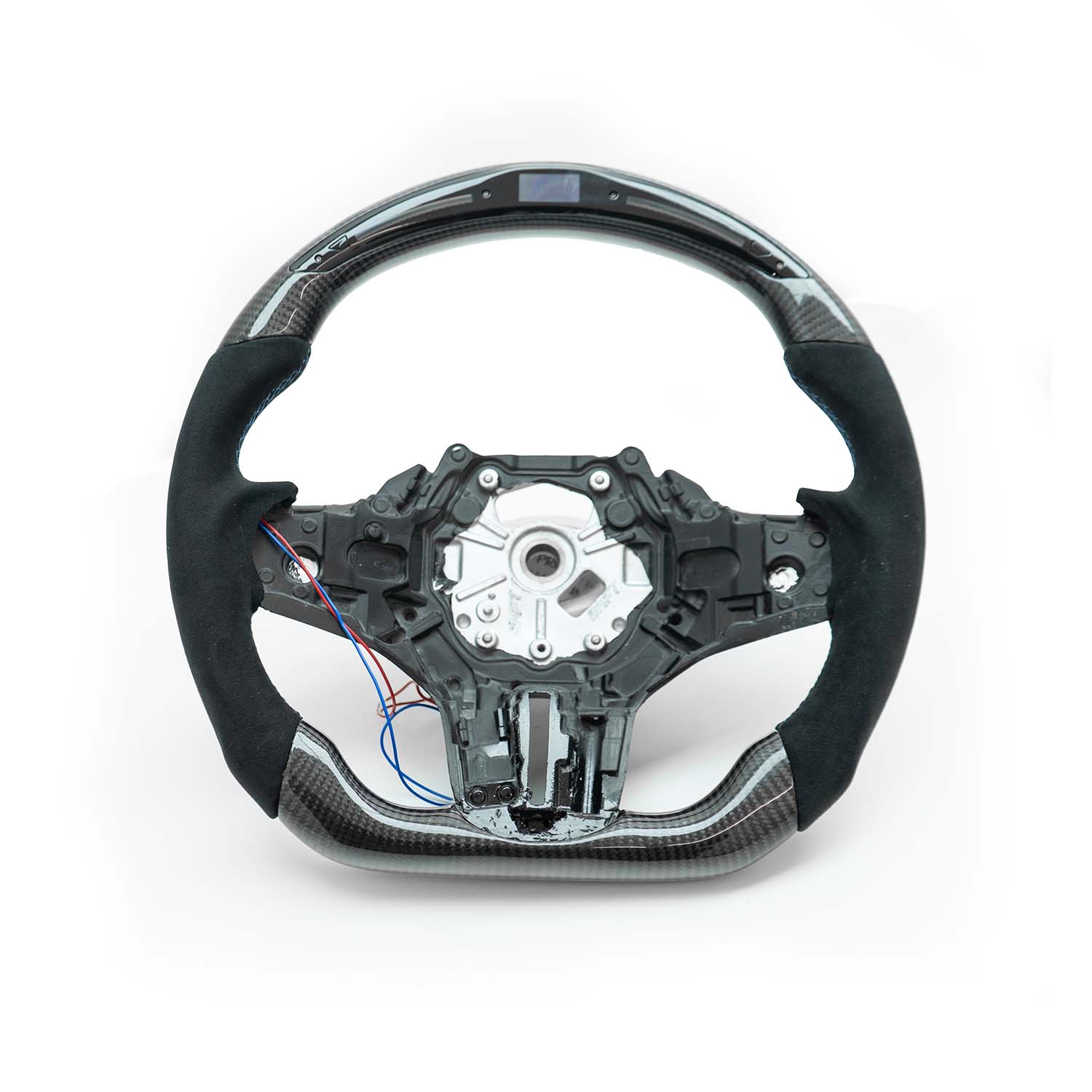 SHFT BMW M3/M4 Flat Bottom Steering Wheel In Gloss Carbon Fibre & Alcantara With LED Display (G80/G82/G83)-R44 Performance