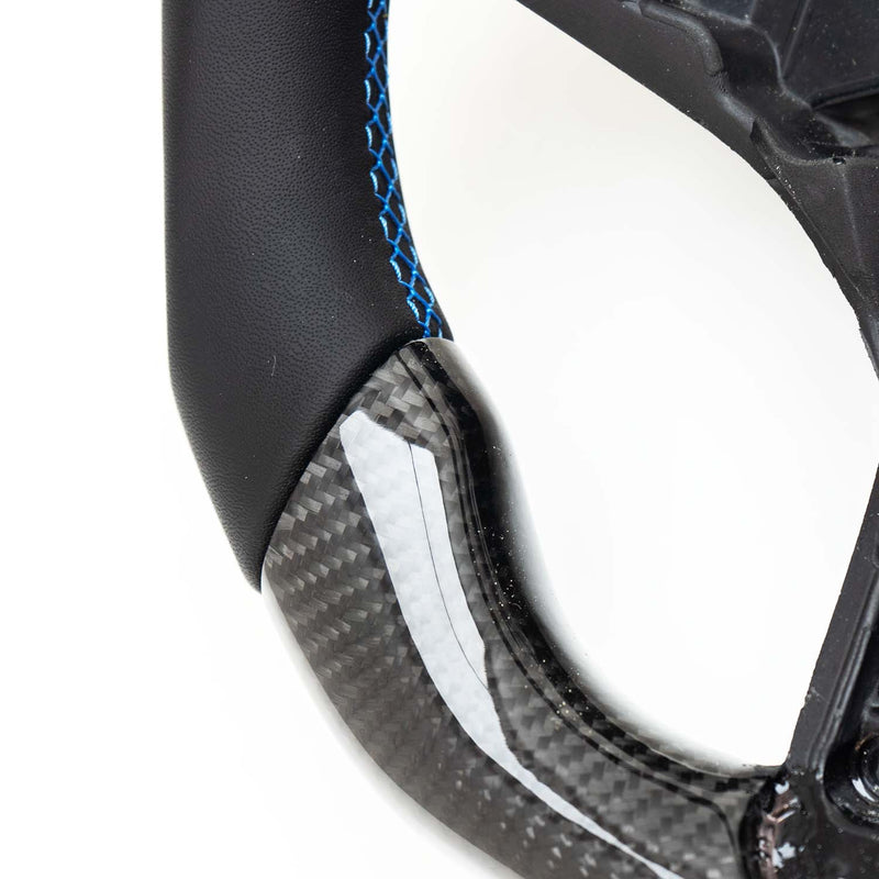 SHFT BMW M3/M4 Flat Bottom Steering Wheel In Gloss Carbon Fibre & Leather (G80/G82/G83)-R44 Performance