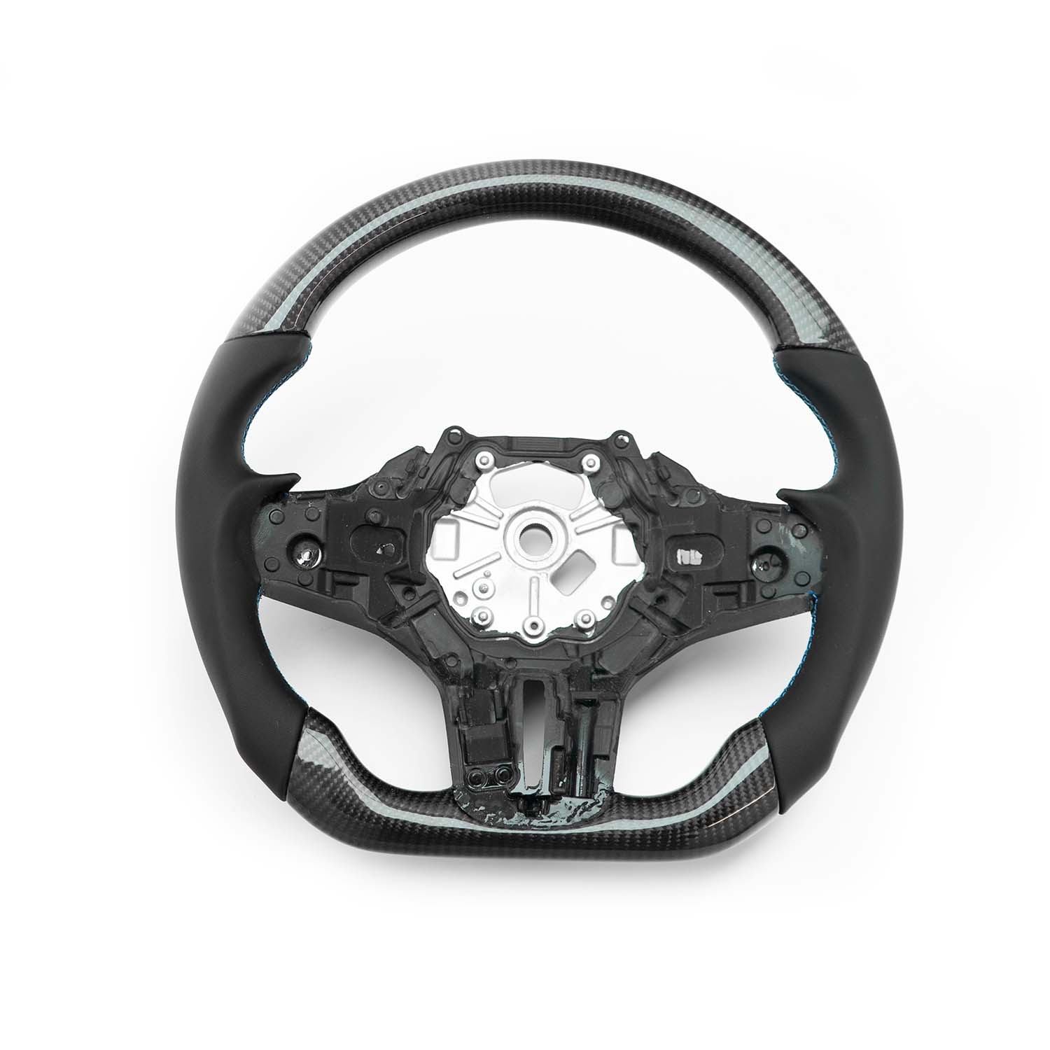 SHFT BMW M3/M4 Flat Bottom Steering Wheel In Gloss Carbon Fibre & Leather (G80/G82/G83)-R44 Performance