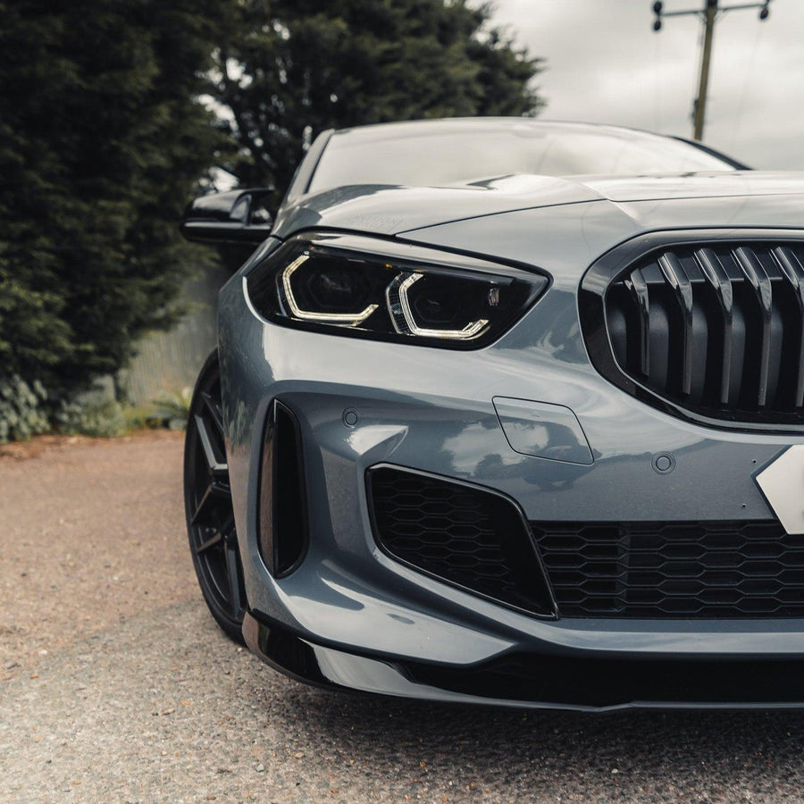 ZAERO Design BMW F40 M135i Gloss Black Front Splitter Fitted